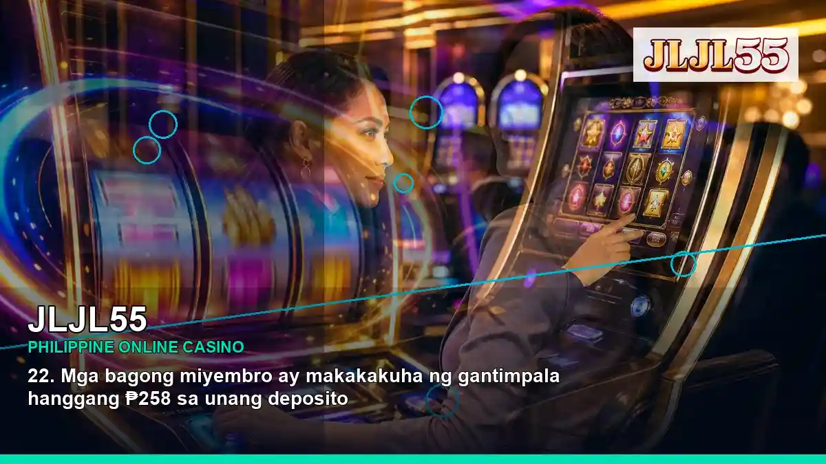 JLJL55 mobile casino first deposit rewards in a left-diagonal scene for the JLJL55 brand search, casino access, games,