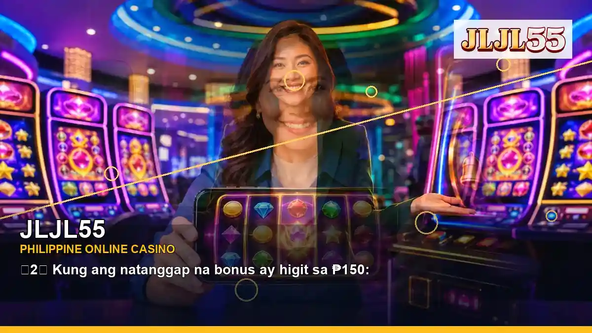 JLJL55 Philippines casino guide with centered VIP casino rewards and an adult Filipina casino host